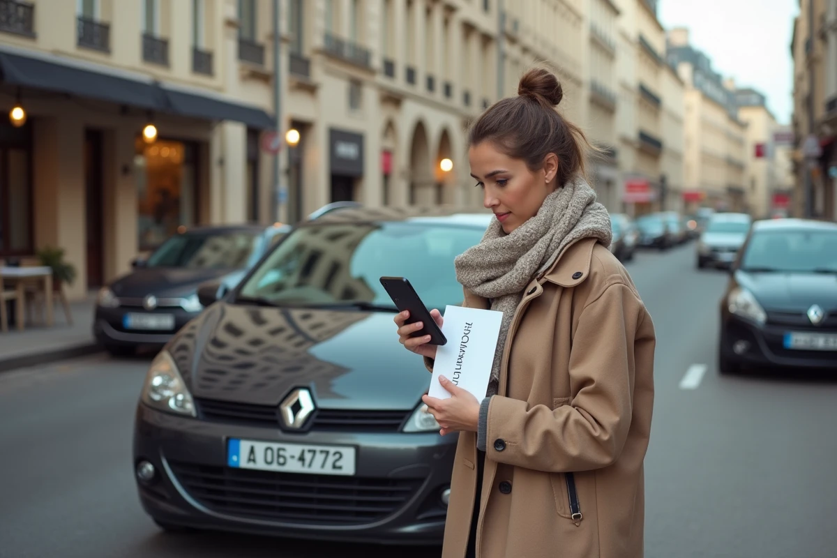 Jeune femme prenant en photo sa plaque d